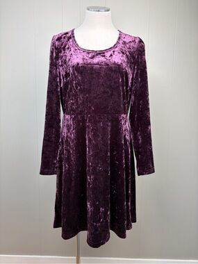 Princess Highway Purple Crushed Velvet Skater Dress AU 12 Cottagecore